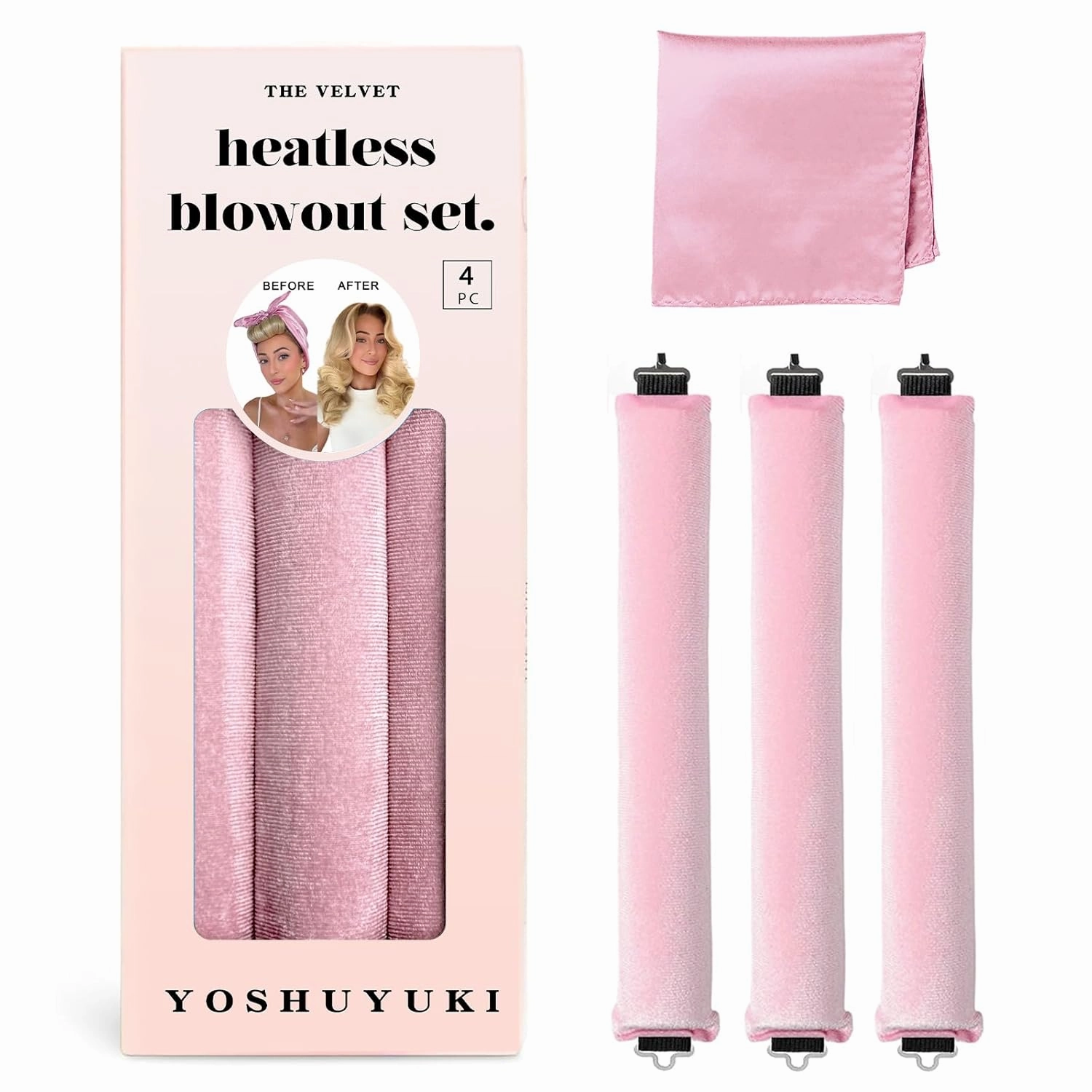 Heatless Hair Curler to Sleep in No Heat Velvet Heatless Curls Overnight Rods Curling Set Jumbo Large Foam Sponge Hair Rollers Curlers for Long Short Hair Volume Women Styling Tools Pink