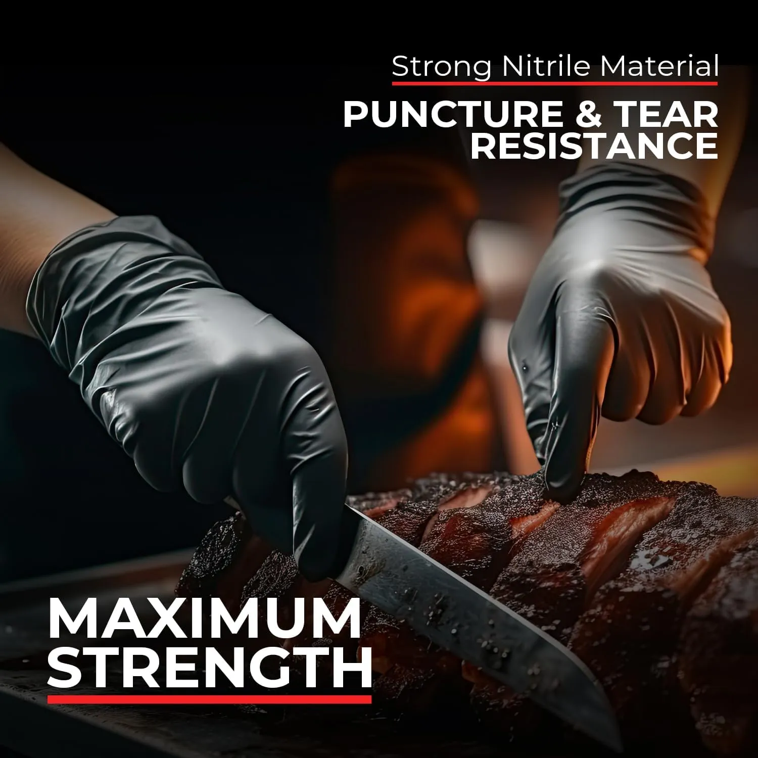 Heavy Duty 6 Mil Black Nitrile Gloves, Disposable Latex&Powder Free, Mechanic, Food Prep, Tattoo(1000 CT)