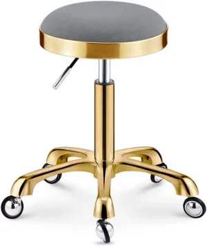 Heavy Duty Adjustable Height Work Shop Stool with Wheels Not Easy to Wrap Hair Gold,Load-Bearing 440 Ib PU Leather Rolling Stool Swivel Salon Hairdressing Stool Black,Grey (Grey)