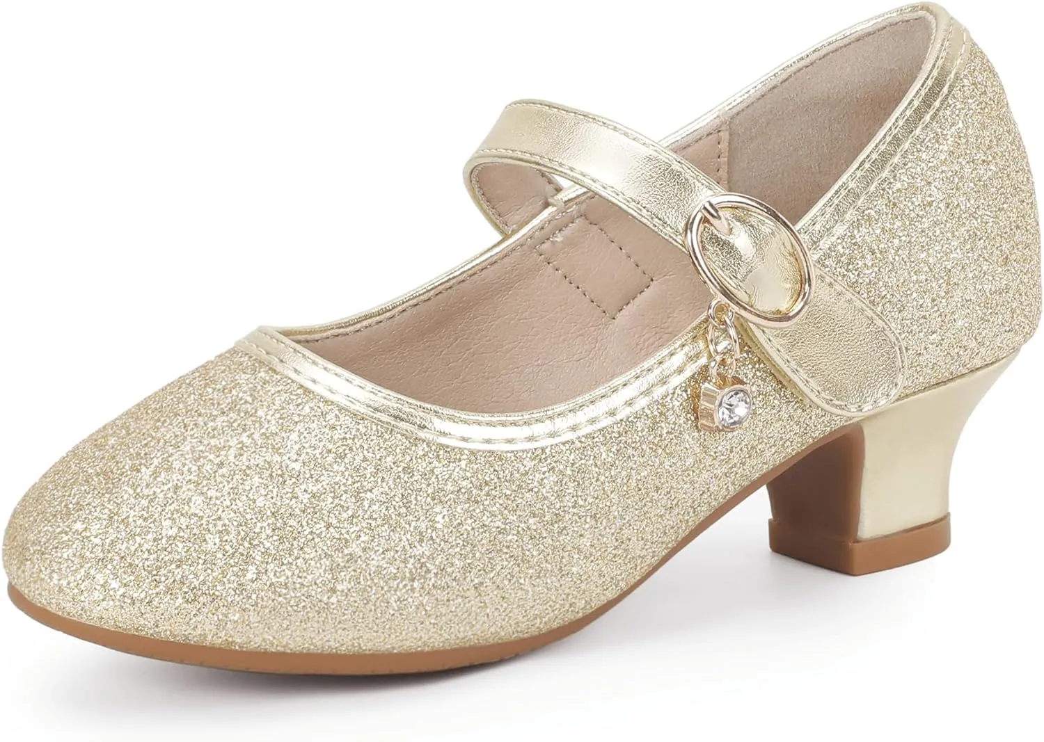 Hehainom Girls Dress Shoes Low Heels Flower Girl Mary Jane Princess School Wedding Party Toddler Little Kid Pump Shoes