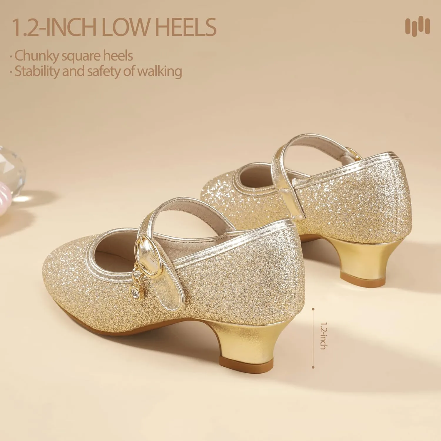 Hehainom Girls Dress Shoes Low Heels Flower Girl Mary Jane Princess School Wedding Party Toddler Little Kid Pump Shoes