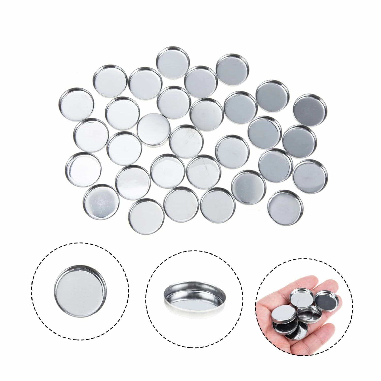 Hemoton 150pcs Empty Round Metal Pans for Eyeshadow Blusher Lightweight Cosmetic Accessory for Storage Travel for Mixing Makeup Custom