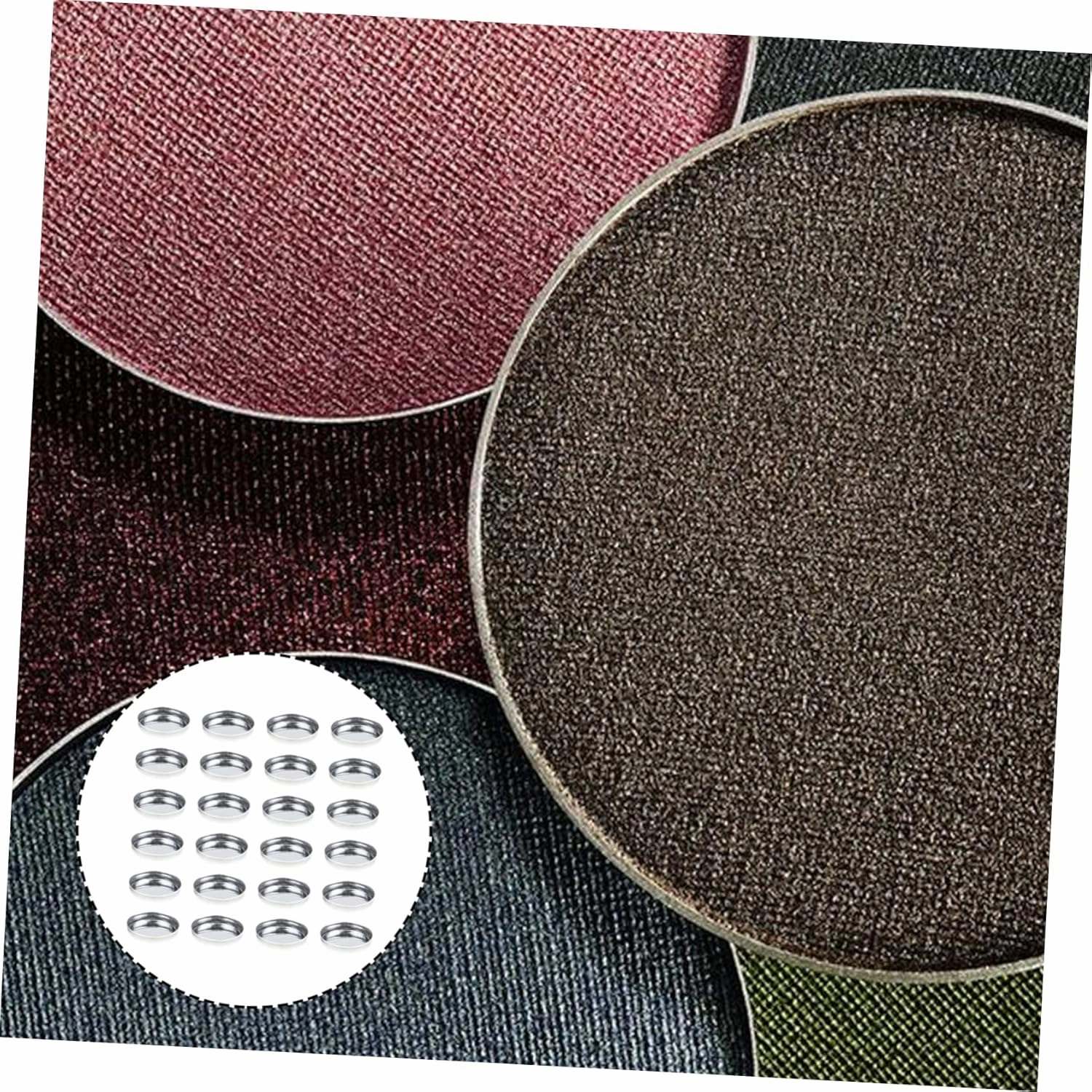 Hemoton 150pcs Empty Round Metal Pans for Eyeshadow Blusher Lightweight Cosmetic Accessory for Storage Travel for Mixing Makeup Custom