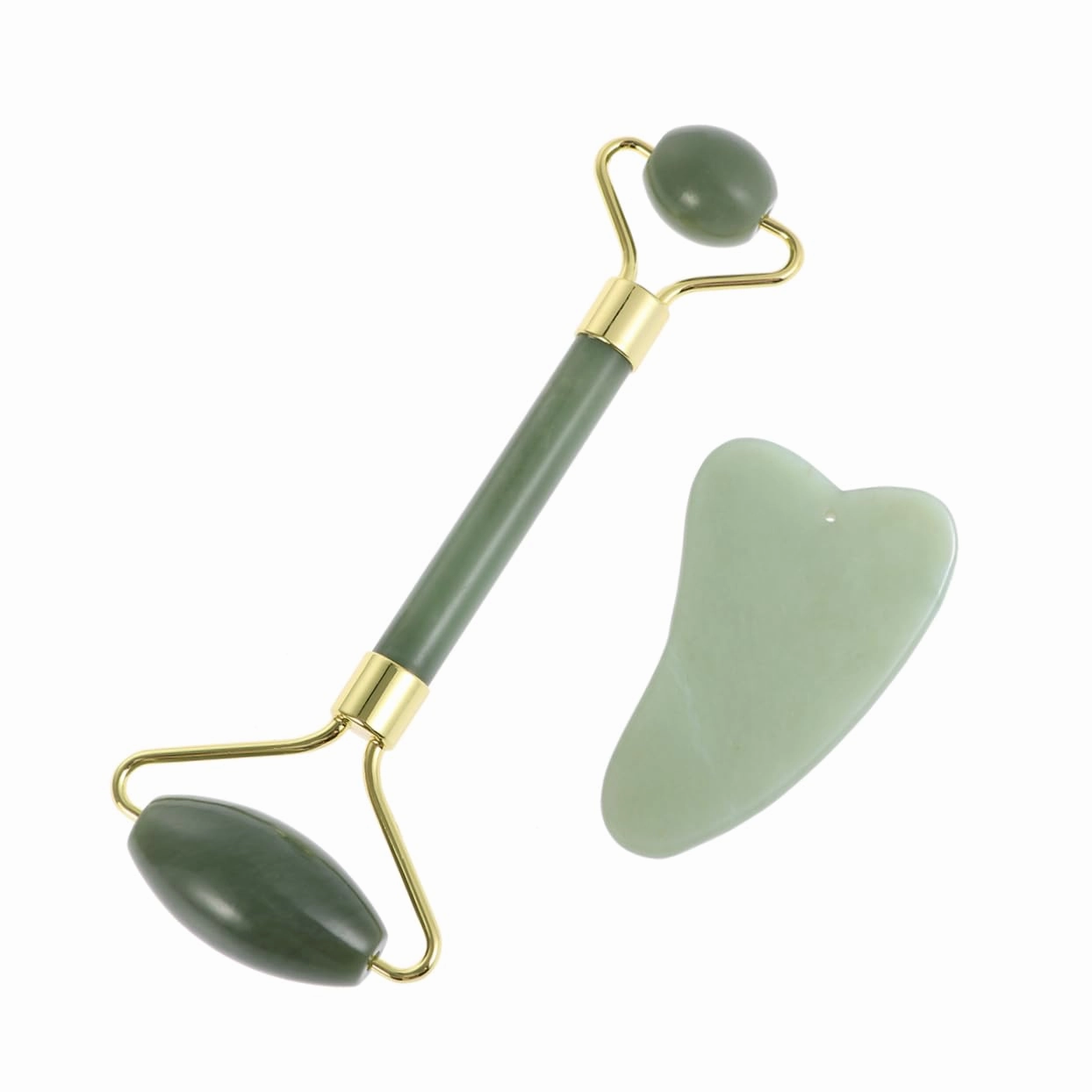 Hemoton Jade Facial Massage Tool Set Natural Skin Care Massager Scraping Plate and Roller for Soothing Facial Treatment for Daily Use and Aches Relief