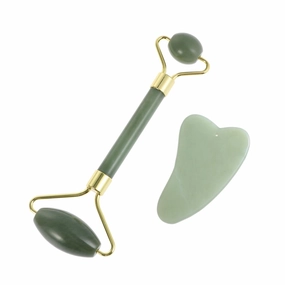 Hemoton Jade Facial Massage Tool Set Natural Skin Care Massager Scraping Plate and Roller for Soothing Facial Treatment for Daily Use and Aches Relief