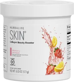 Herbalife Skin Collagen Beauty Booster Lemonade Strawberry Flavor 6.03 Oz: No Artificial Flavor, No Artificial Sweeteners, Gluten-Free