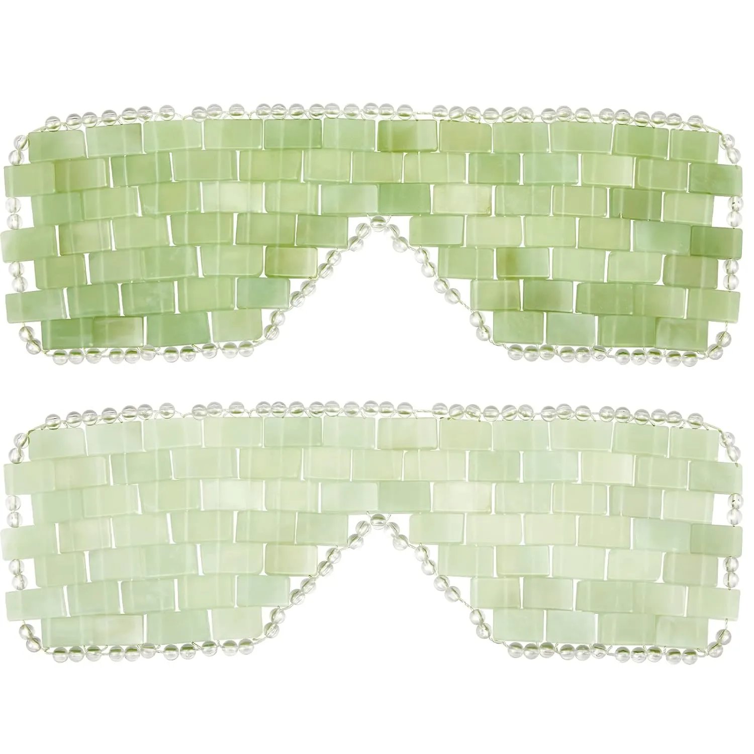 Hercicy 2 Pcs Jade Eye Mask Green Jade Stone Facial Cooling Mask for Alleviate Puffiness Face Massage Relax Eyes Relieve Migraine Meditation Beauty