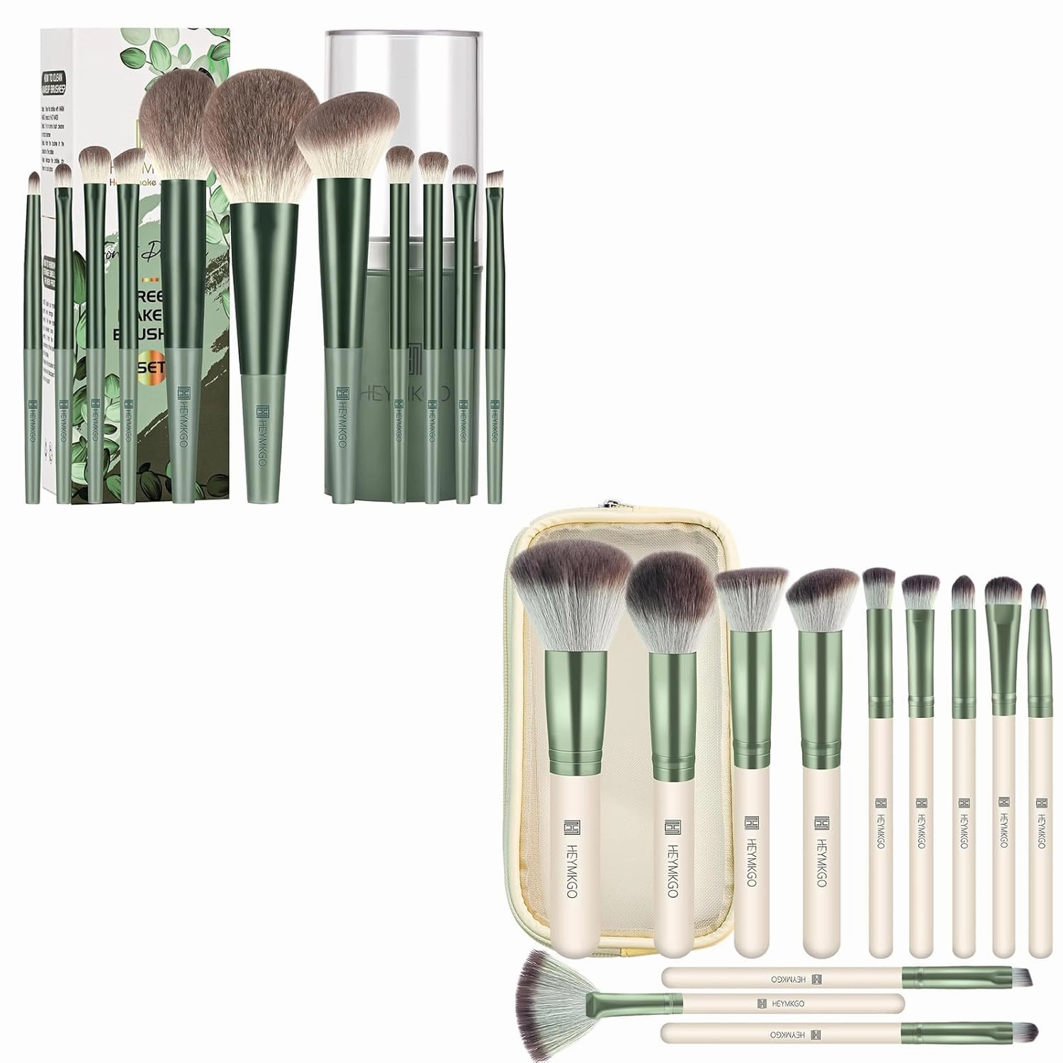 HEYMKGO Makeup Brushes, 12 Pcs Professional Makeup Brush Set with Case & 11 Pcs Makeup Brush Set with Case