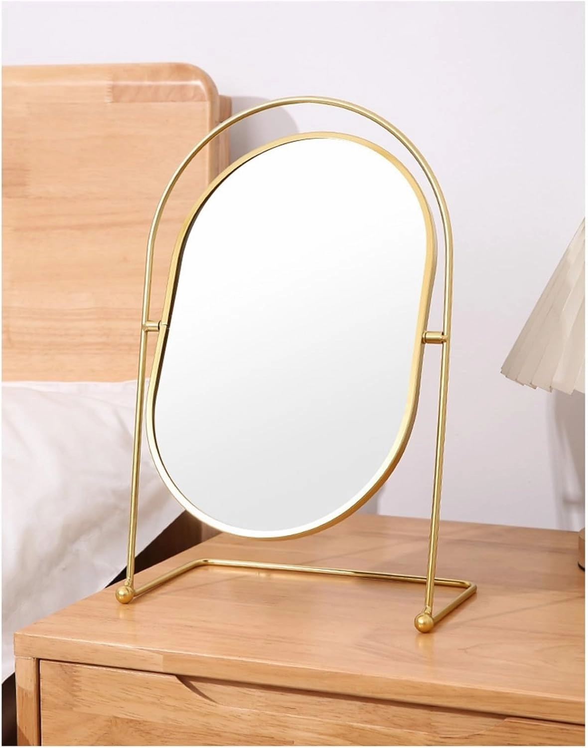High-Definition Round Mirror Student Dormitory Dressing Home Beauty Princess Mirror Can Be Light Luxury Makeup Mirror Bedroom Desktop