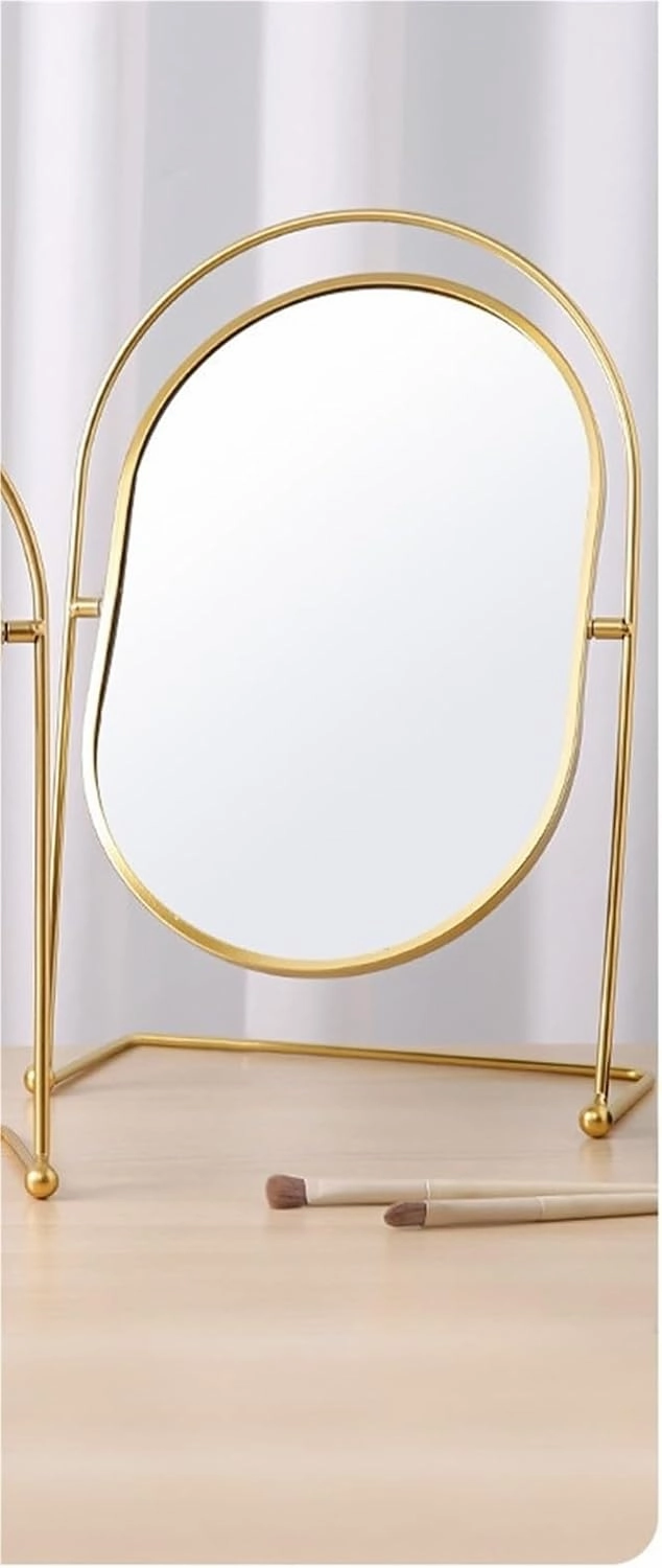 High-Definition Round Mirror Student Dormitory Dressing Home Beauty Princess Mirror Can Be Light Luxury Makeup Mirror Bedroom Desktop