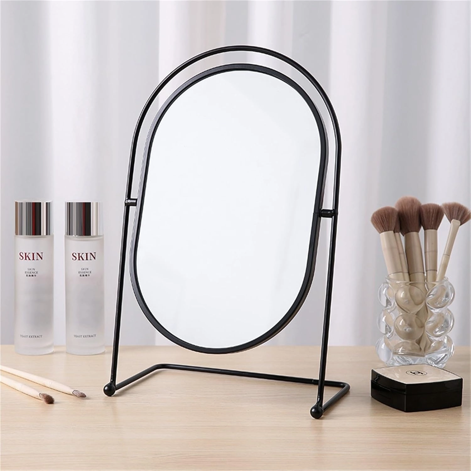 High-Definition Round Mirror Student Dormitory Dressing Home Beauty Princess Mirror Can Be Light Luxury Makeup Mirror Bedroom Desktop