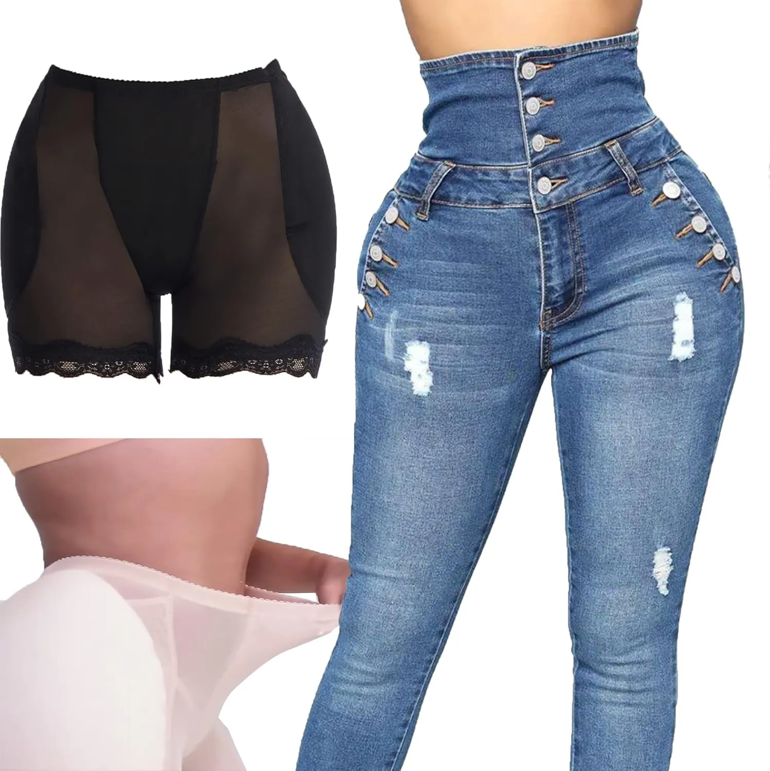 Hip Pads for Women Shapewear with Butt Pads Hip Dip Pads Hip Enhancer Padded Underwear Bigger Fake Butt Shaper Panties
