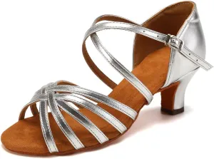 HIPPOSEUS Women's Latin Dance Shoes Open Toe Ballroom Salsa Dance Practice Shoes Suede Sole