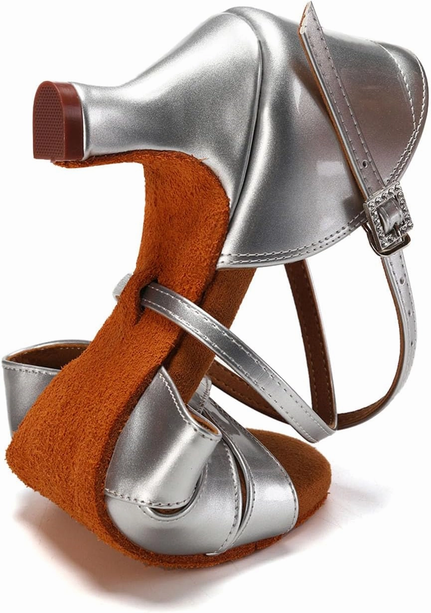 HIPPOSEUS Women's Professional Latin Dance Shoes Open Toe Ballroom Salsa Performance Dance Shoes,Model EM