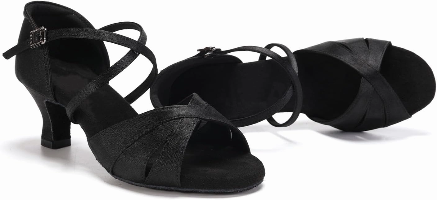 HIPPOSEUS Women's Professional Latin Dance Shoes Open Toe Ballroom Salsa Performance Dance Shoes,Model EM