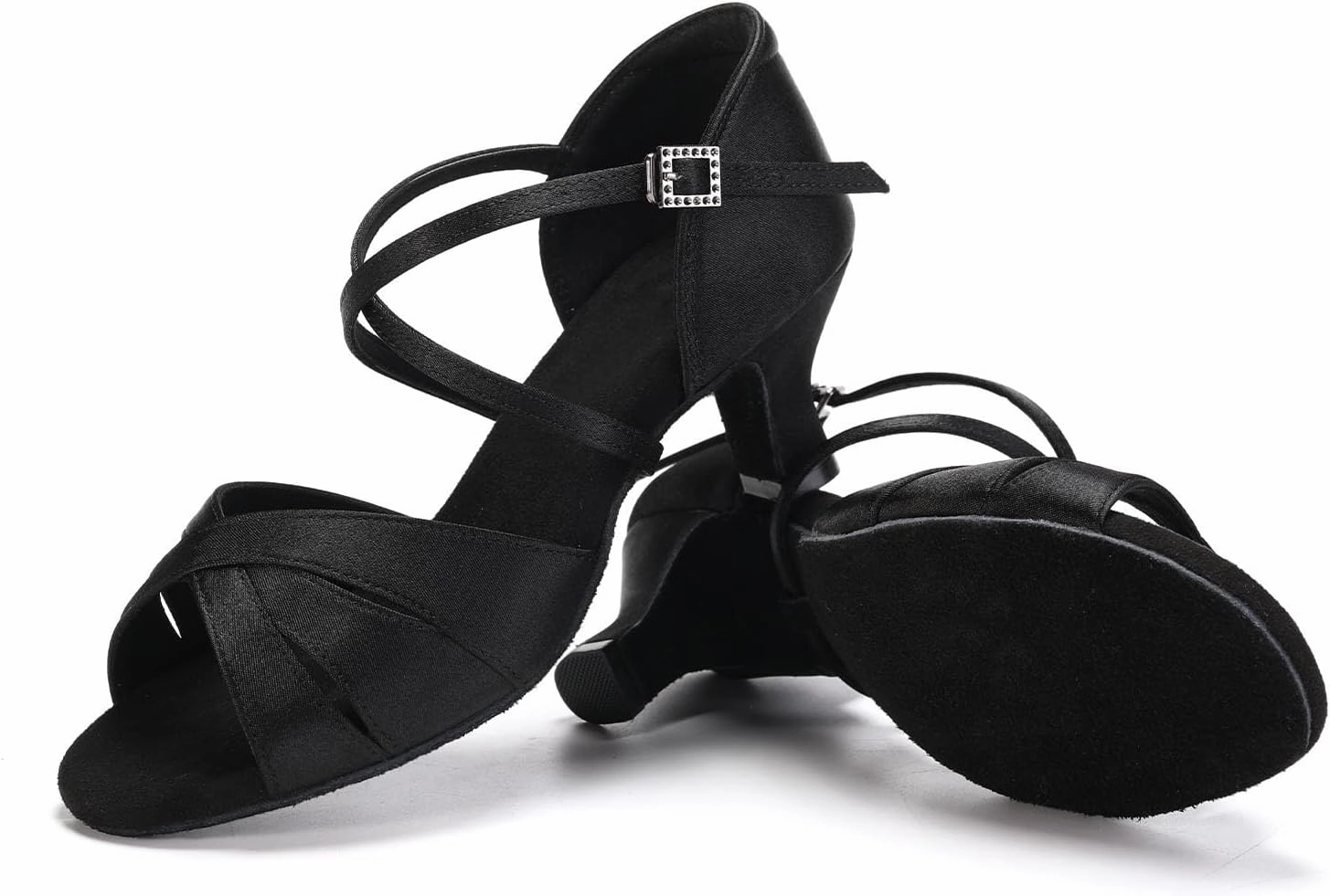 HIPPOSEUS Women's Professional Latin Dance Shoes Open Toe Ballroom Salsa Performance Dance Shoes,Model EM