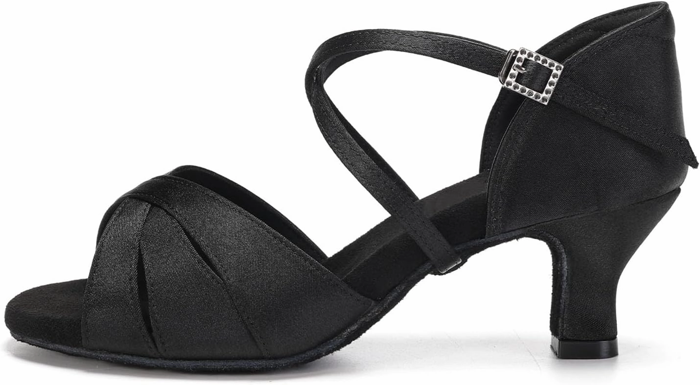 HIPPOSEUS Women's Professional Latin Dance Shoes Open Toe Ballroom Salsa Performance Dance Shoes,Model EM