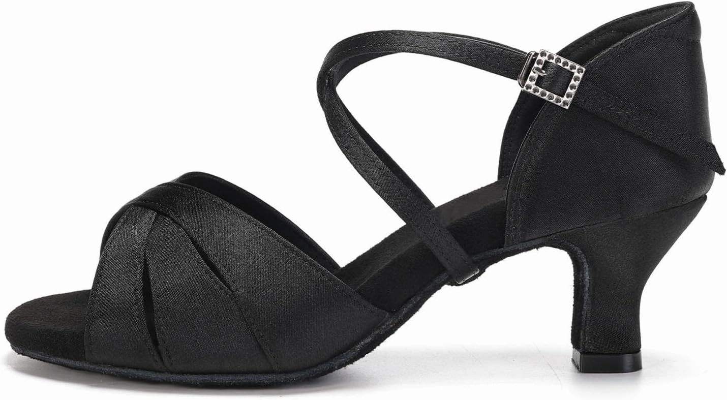 HIPPOSEUS Women's Professional Latin Dance Shoes Open Toe Ballroom Salsa Performance Dance Shoes,Model EM