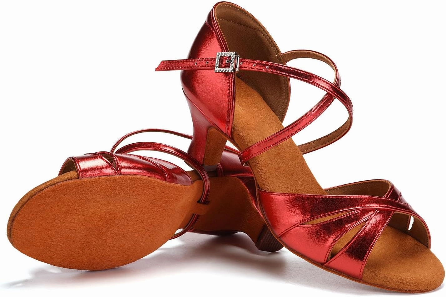 HIPPOSEUS Women's Professional Latin Dance Shoes Open Toe Ballroom Salsa Performance Dance Shoes,Model EM