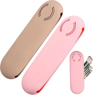 Homoyoyo 2Pcs Makeup Brush Travel Case Silicone Makeup Bag Pouch Easy to Clean Breathable Design for Organizing Brushes and Cosmetics the Go