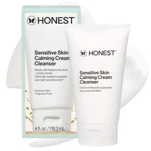Honest Beauty Sensitive Skin Calming Cream Cleanser | Gently Cleanses, Hydrates,   Calms Skin | Hypoallergenic, Fragrance Free, Vegan | 4 fl oz