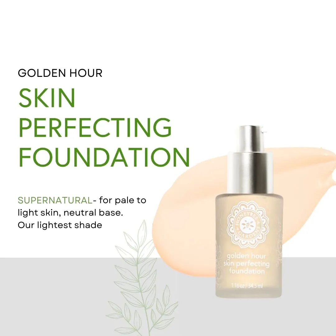 Honeybee Gardens Golden Hour Foundation In Supernatural, Neutral Light Tone, Skin-Perfecting, Luminous Finish, Vegan, 34.5ml
