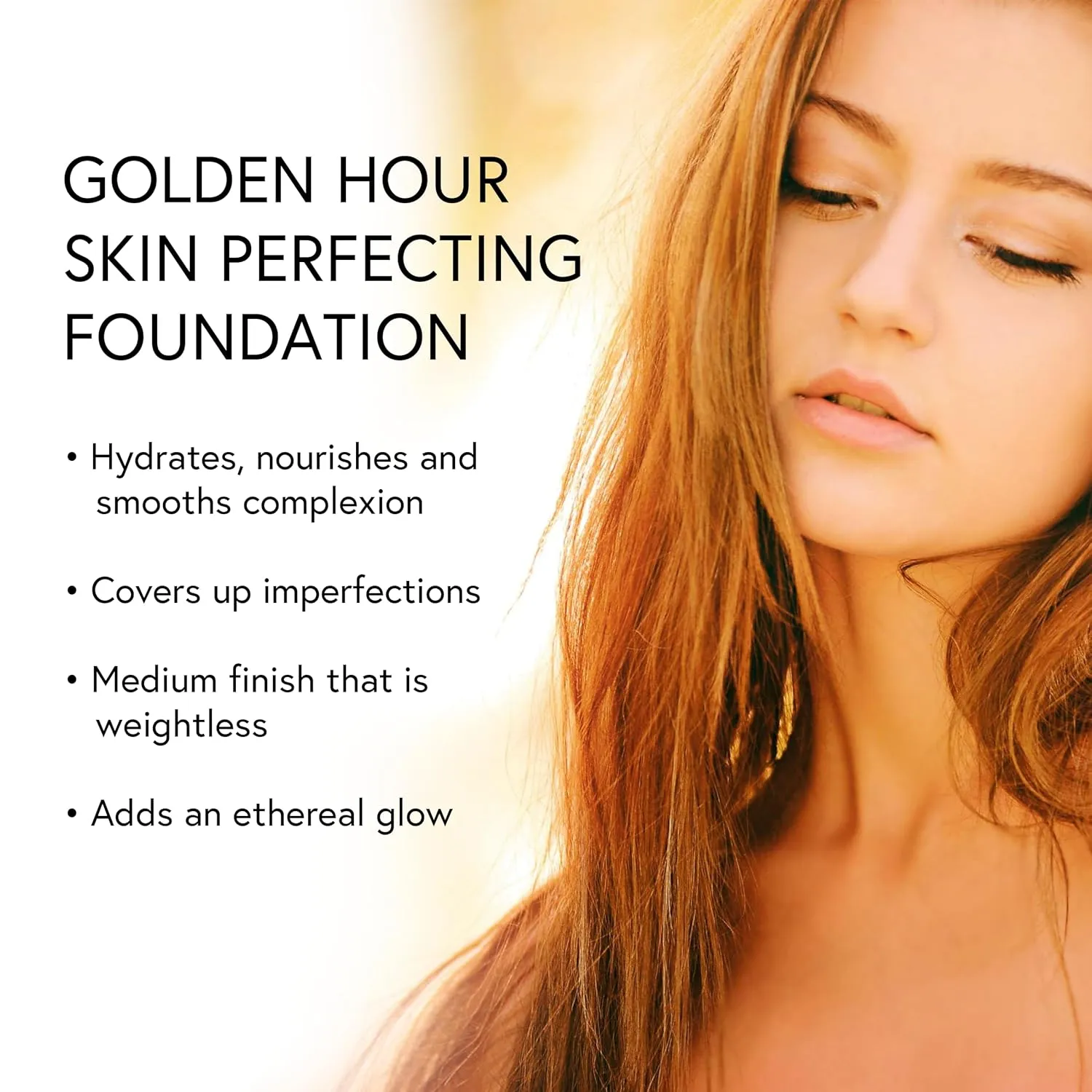 Honeybee Gardens Golden Hour Foundation In Supernatural, Neutral Light Tone, Skin-Perfecting, Luminous Finish, Vegan, 34.5ml