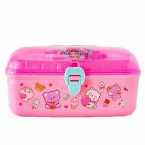 Hot Focus Travel/Makeup Case, Caticorn. 2 Auto-Open Trays with Compartments. Transparent Lid w/Glitter, Secure Latch. A Cosmetic Case Perfect for Travelling, Sleepover, Party for Girls/Kids/Teen