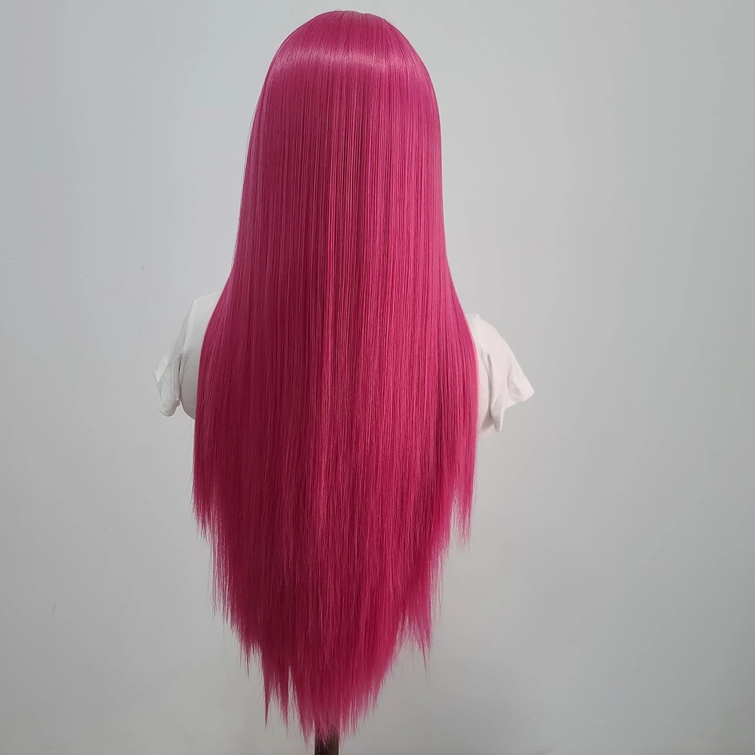Hot Pink Lace Front Wig 13X4 Long Straight Synthetic Heated Purplish Pink Lace Wig for Women Daily Cosplay 24in