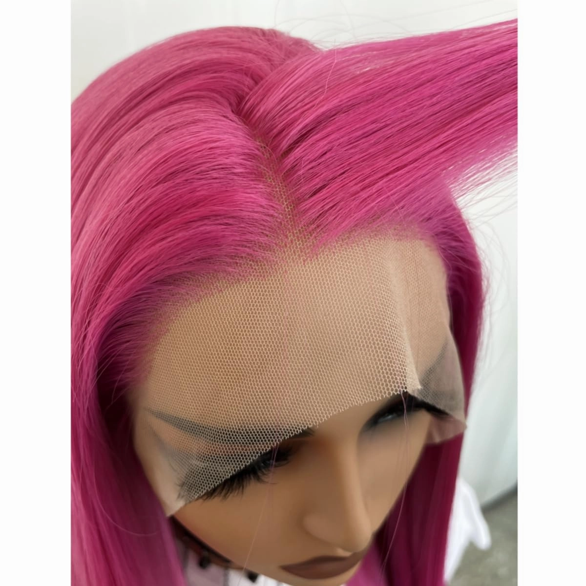 Hot Pink Lace Front Wig 13X4 Long Straight Synthetic Heated Purplish Pink Lace Wig for Women Daily Cosplay 24in