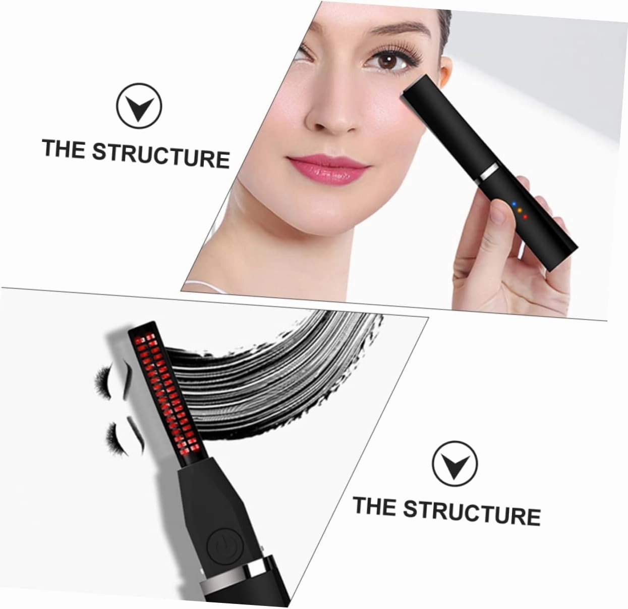 Housoutil 1pc Portable USB Electric Eyelash Curler Heated Beauty Tool for Home Travel Energy Saving Quick Heating Fit for All Eye Shapes for Women