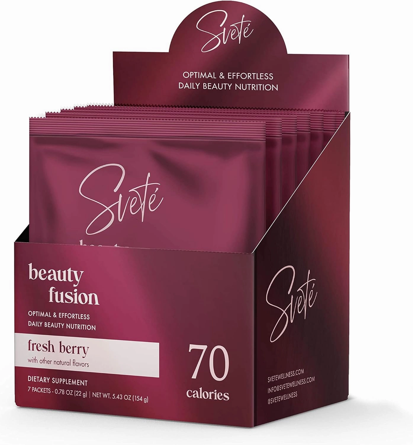 Hydrolyzed Collagen Powder for Women Multi Beauty Superfood with Hyaluronic Acid, Biotin, Vitamin C, Zinc, Probiotics, CoQ10 | Keto Protein | Berry Flavor (7 Single Serve Packets) by Svete