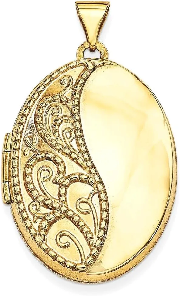IceCarats 14K Solid Yellow Gold Oval 1/2 Personalized Photo Locket Necklace Picture Pendant Charm