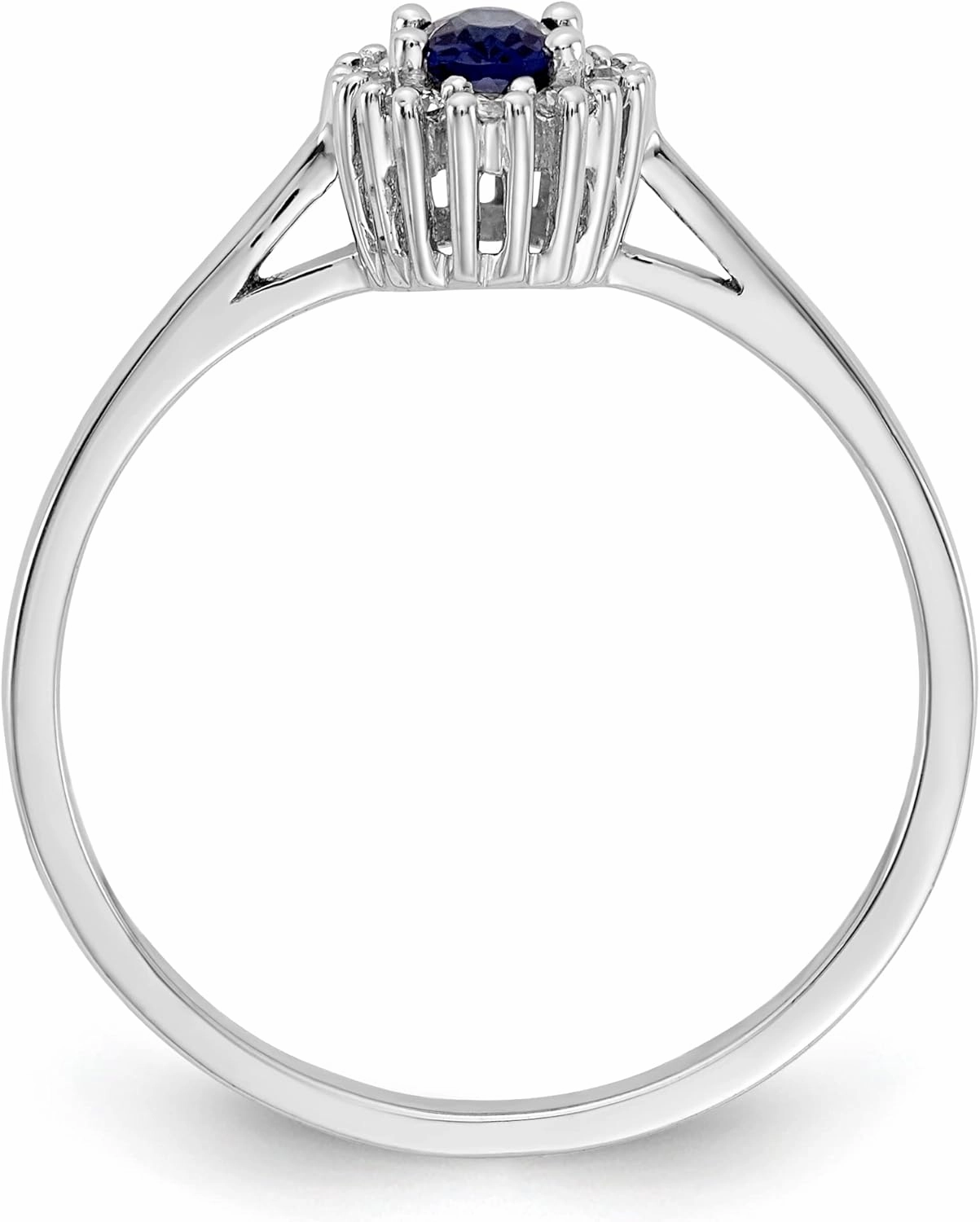IceCarats 14K Solid White Gold Diamond Oval Blue Sapphire Halo Ring Gemstone Band September Birthstone Jewelry