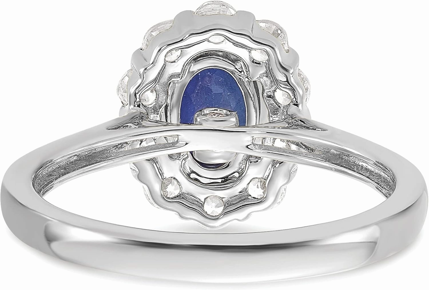 IceCarats 14K Solid White Gold Lab Grown Created Diamond Oval Blue Sapphire Ring September Birthstone Jewelry