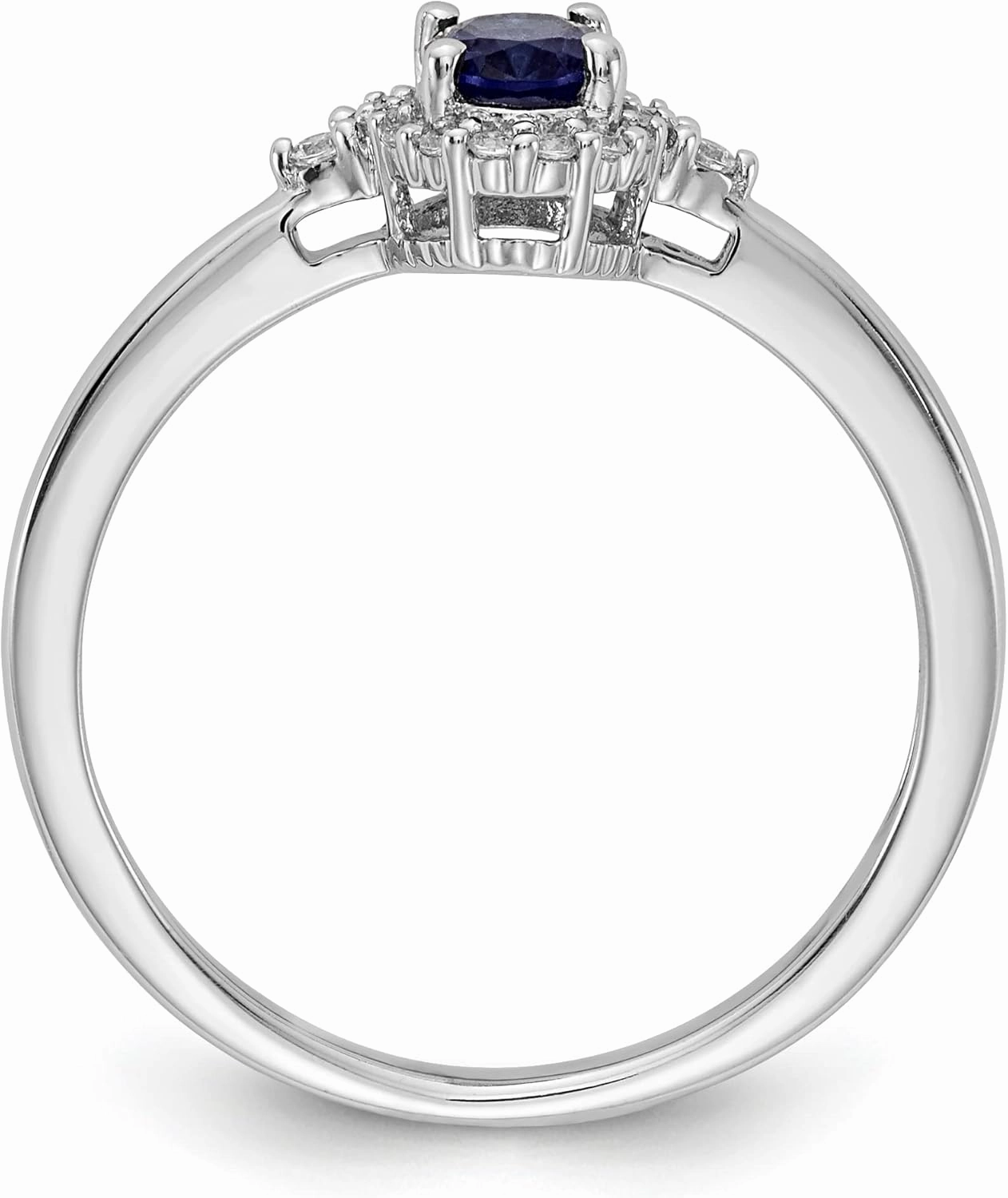 IceCarats 14K Solid White Gold Oval Blue Sapphire Diamond Halo Ring Gemstone Band September Birthstone Jewelry