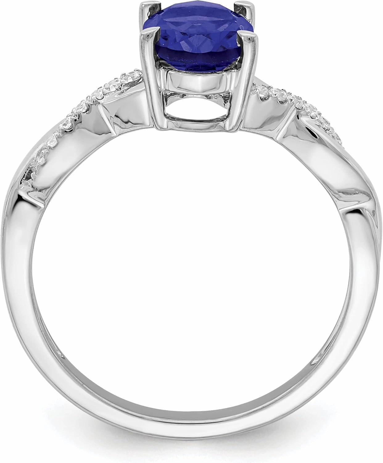 IceCarats 14K Solid White Gold Oval Blue Sapphire Diamond Ring Gemstone Band September Birthstone Jewelry