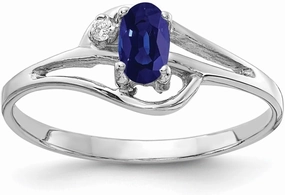 IceCarats 14K Solid White Gold Oval Blue Sapphire Diamond Ring Gemstone Band September Birthstone Jewelry