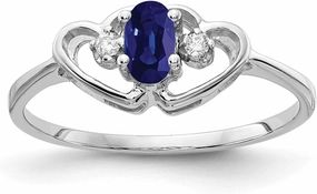 IceCarats 14K Solid White Gold Oval Blue Sapphire Diamond Ring Gemstone Band September Birthstone Jewelry