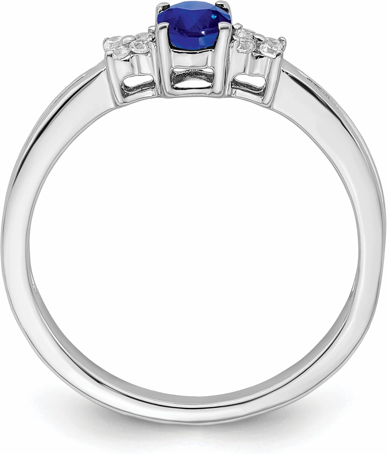 IceCarats 14K Solid White Gold Oval Blue Sapphire Diamond Ring Gemstone Band September Birthstone Jewelry