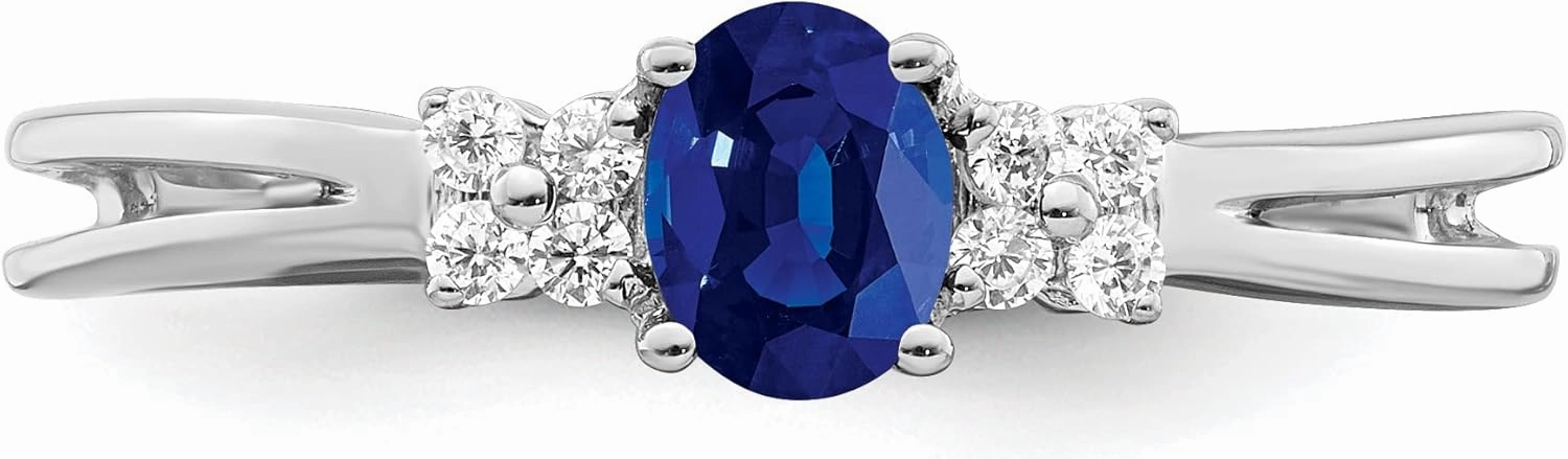 IceCarats 14K Solid White Gold Oval Blue Sapphire Diamond Ring Gemstone Band September Birthstone Jewelry