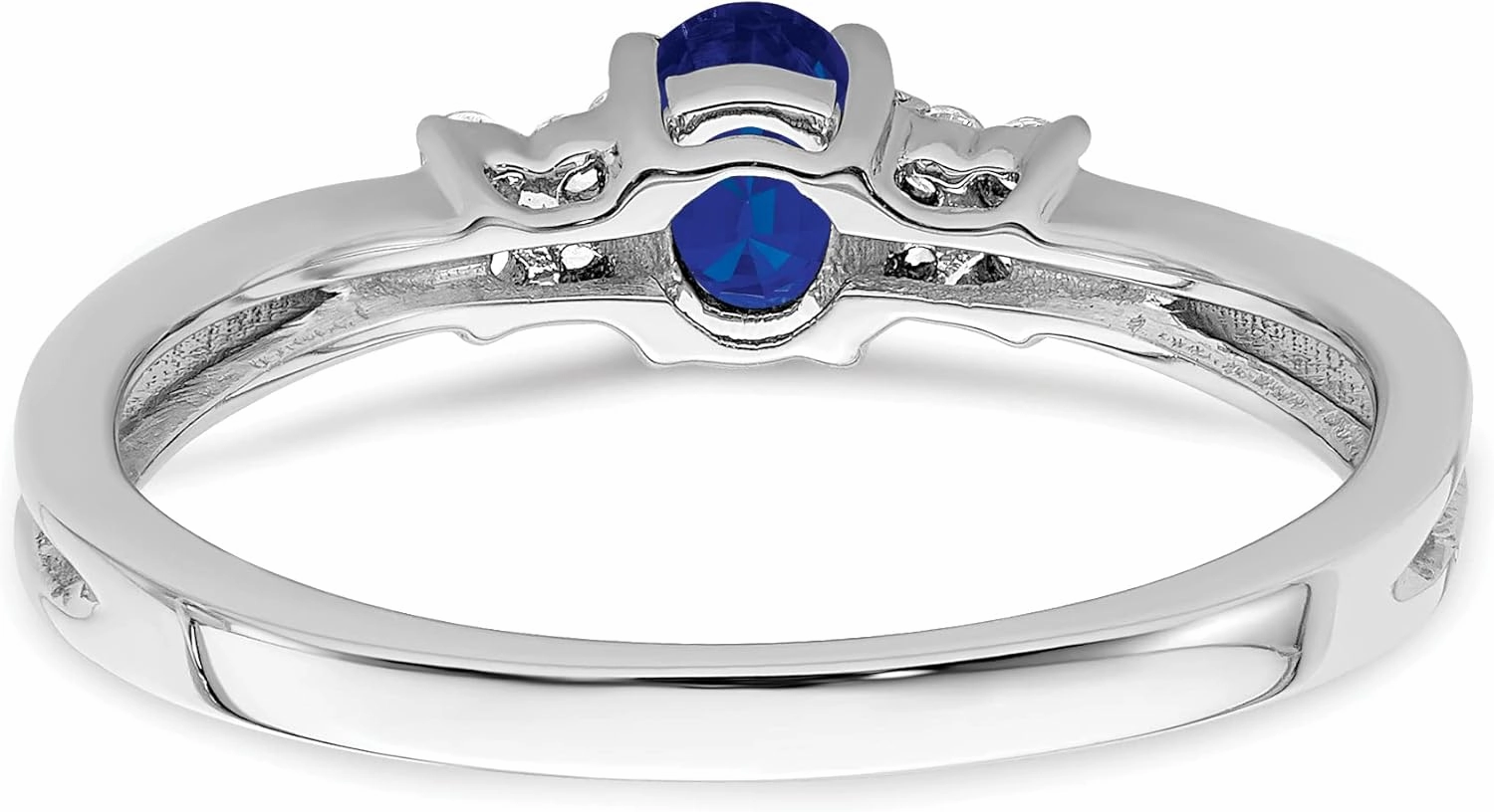 IceCarats 14K Solid White Gold Oval Blue Sapphire Diamond Ring Gemstone Band September Birthstone Jewelry
