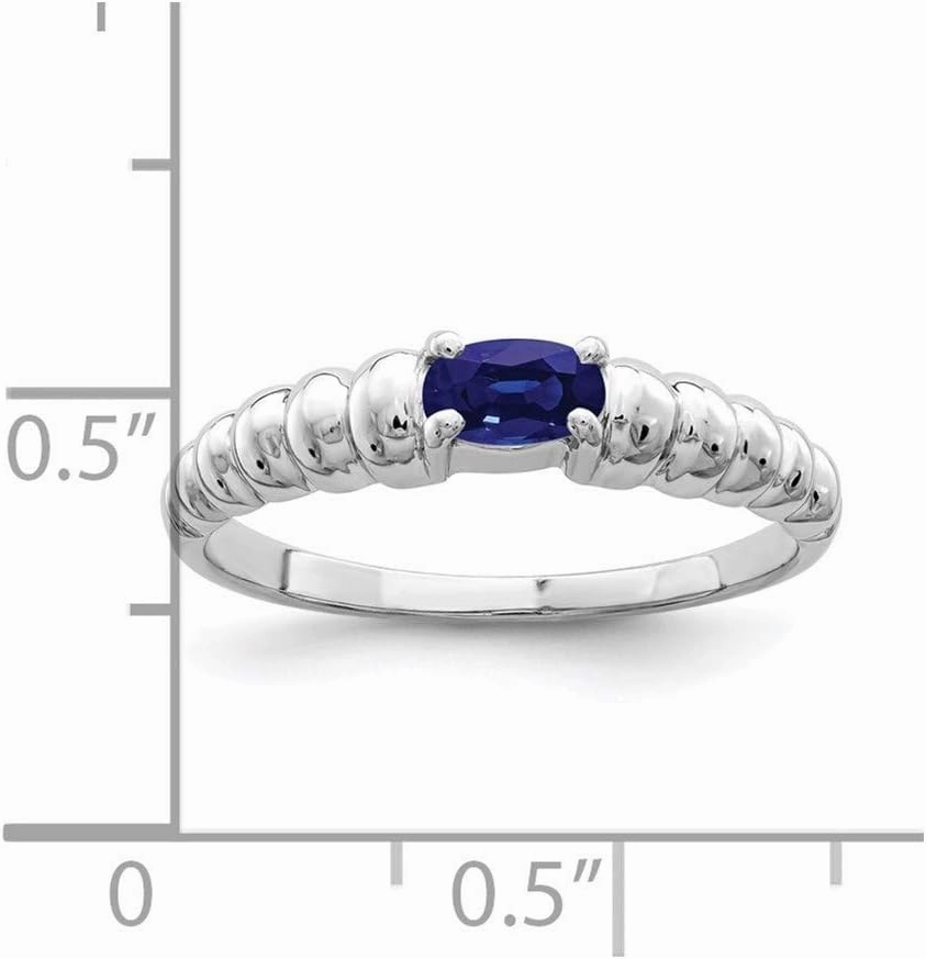 IceCarats 14K Solid White Gold Oval Blue Sapphire Ring Gemstone Band September Birthstone Jewelry