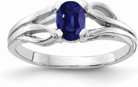 IceCarats 14K Solid White Gold Oval Blue Sapphire Ring Gemstone Band September Birthstone Jewelry