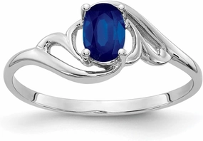 IceCarats 14K Solid White Gold Oval Blue Sapphire Ring Gemstone Band September Birthstone Jewelry