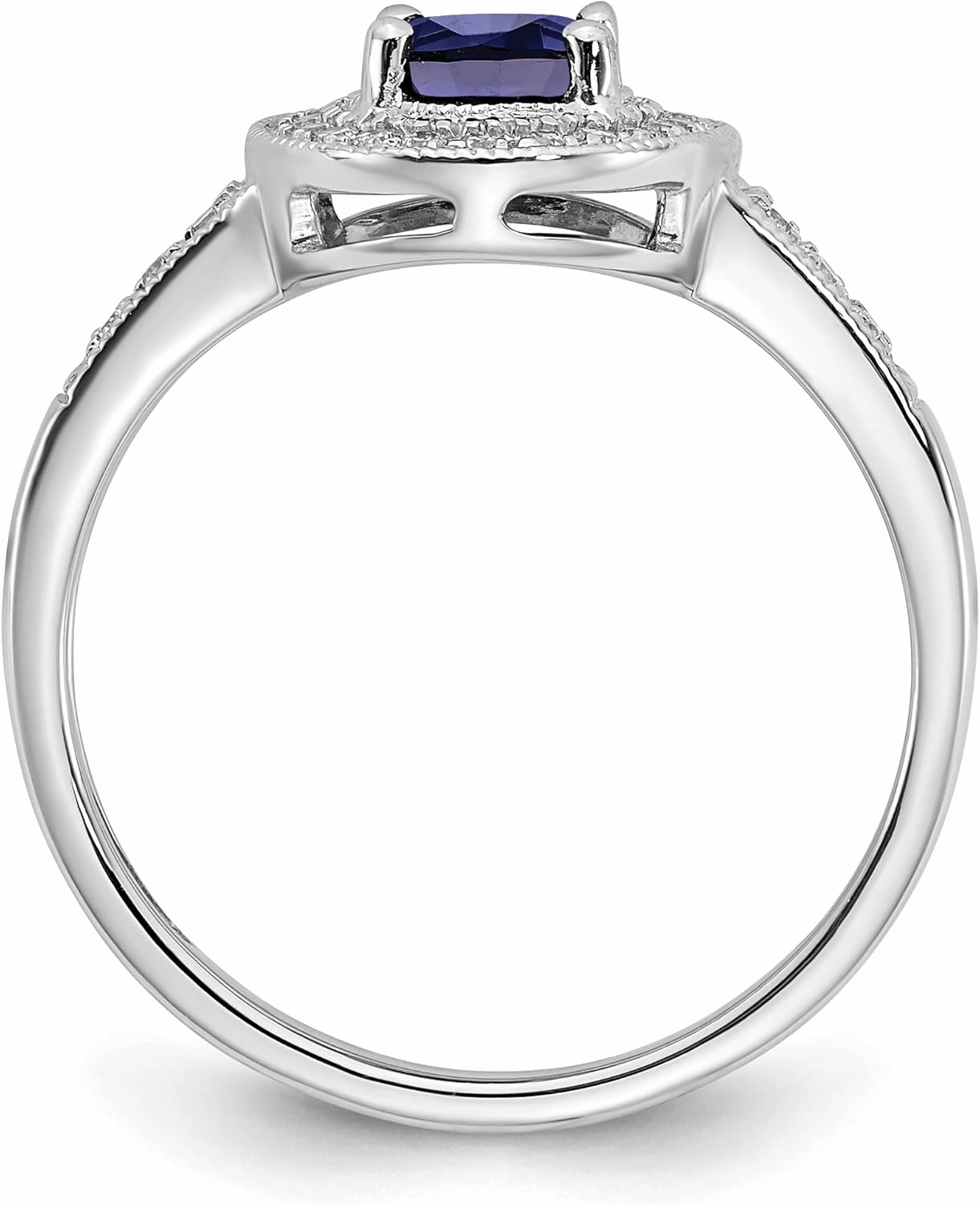 IceCarats 14K Solid White Gold Oval Created Blue Sapphire Diamond Halo Ring September Birthstone Jewelry
