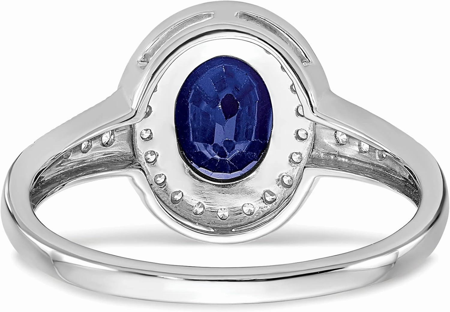 IceCarats 14K Solid White Gold Oval Created Blue Sapphire Diamond Halo Ring September Birthstone Jewelry
