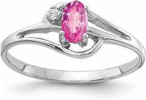 IceCarats 14K Solid White Gold Oval Pink Sapphire Diamond Ring Gemstone Band October Birthstone Jewelry