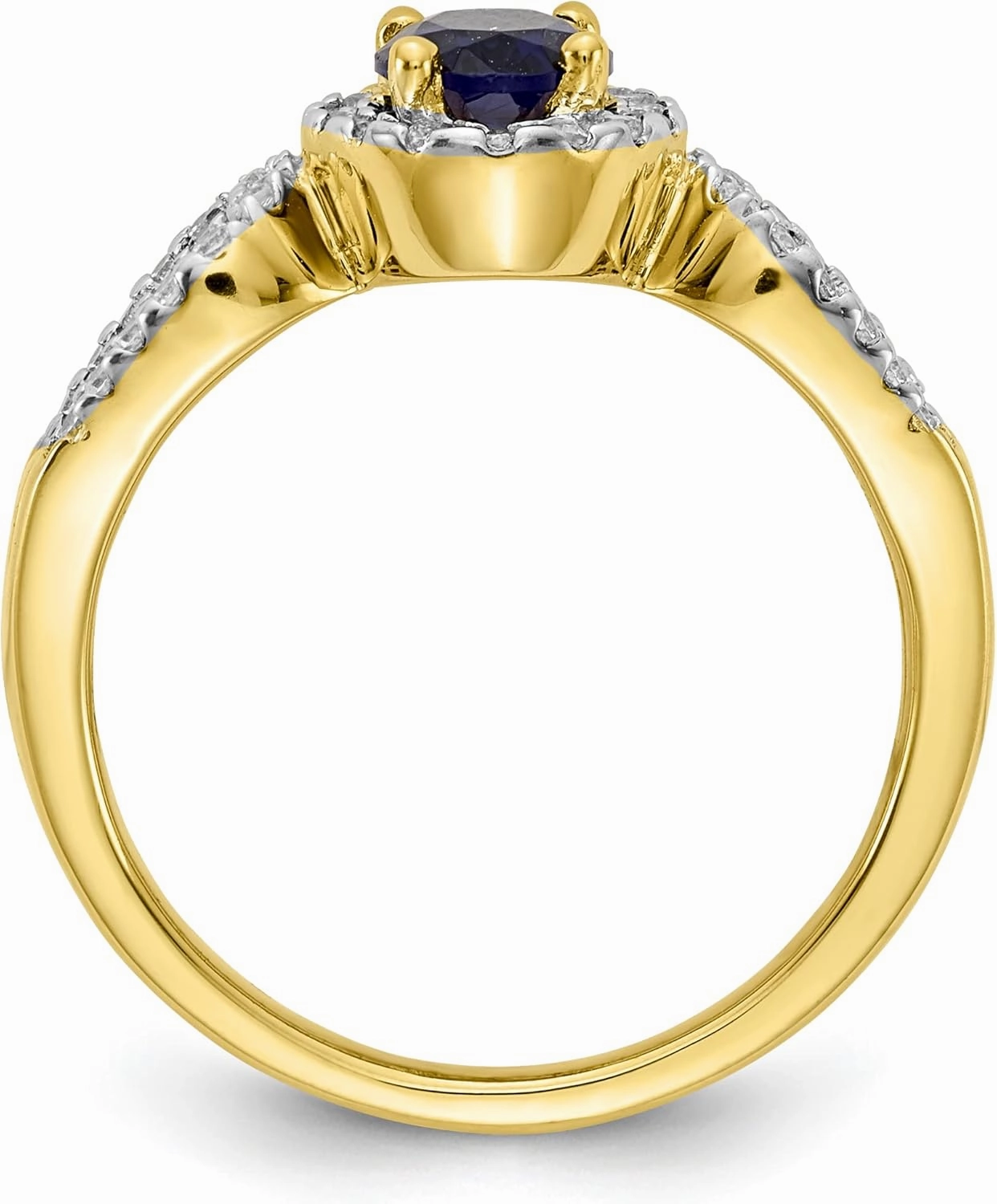 IceCarats 14K Solid Yellow Gold Diamond Oval Blue Sapphire Ring Gemstone Band September Birthstone Jewelry