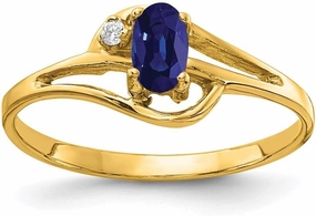 IceCarats 14K Solid Yellow Gold Oval Blue Sapphire Diamond Ring Gemstone Band September Birthstone Jewelry